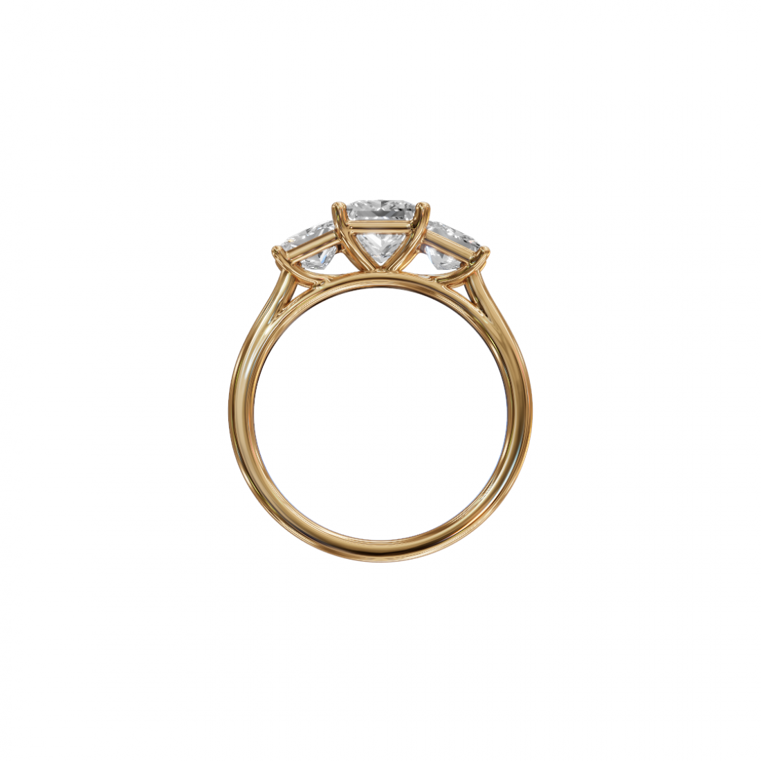 Trilogy Princess-Cut Diamond Ring in Cathedral Setting 