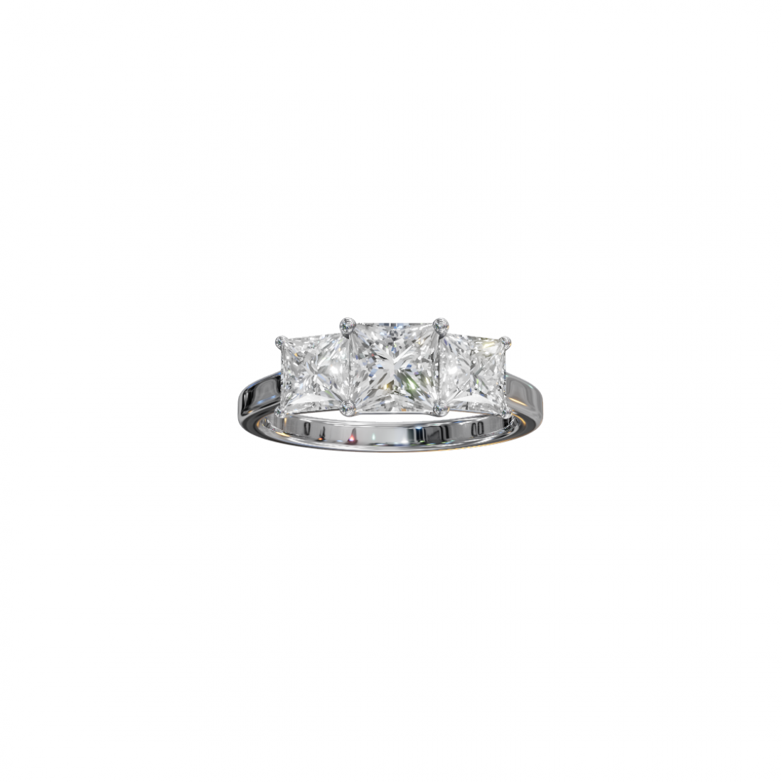 Trilogy Princess-Cut Diamond Ring in Cathedral Setting 