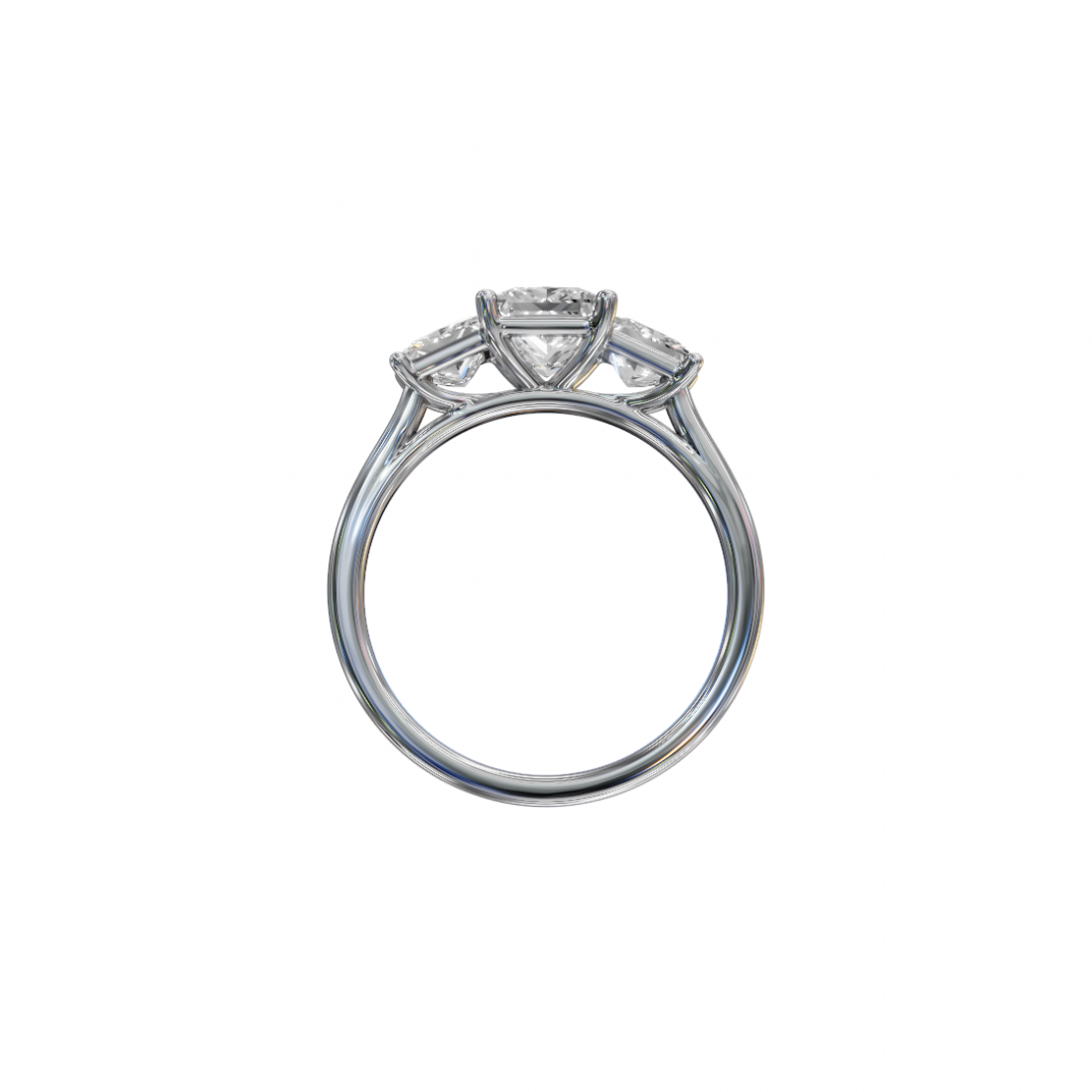 Trilogy Princess-Cut Diamond Ring in Cathedral Setting 