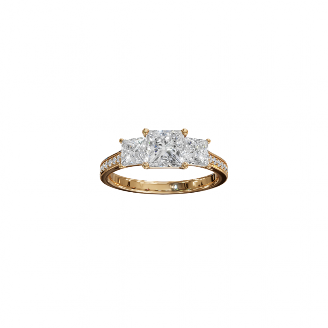 Trilogy Princess-Cut Diamond Pavé Ring 