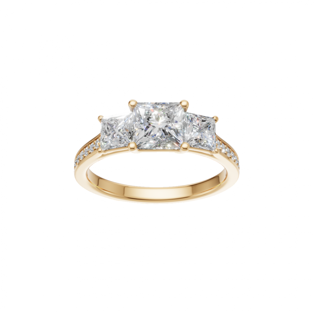 Trilogy Princess-Cut Diamond Pavé Ring Trilogy Princess-Cut Diamond Pavé Ring