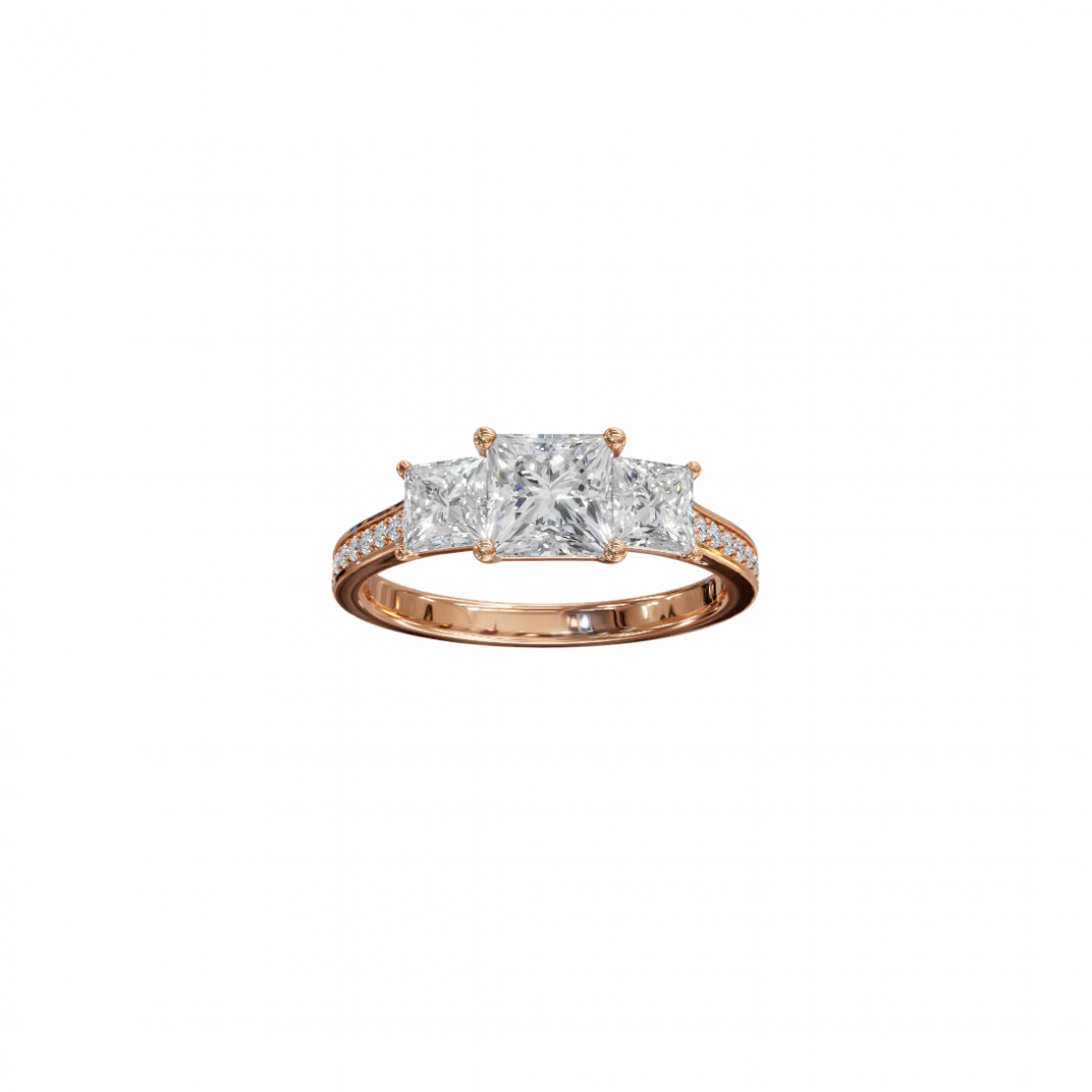 Trilogy Princess-Cut Diamond Pavé Ring 