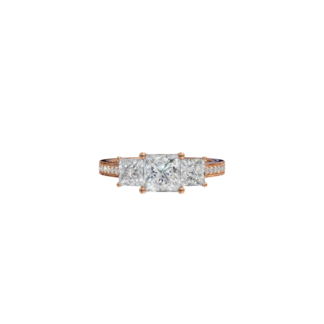 Trilogy Princess-Cut Diamond Pavé Ring 