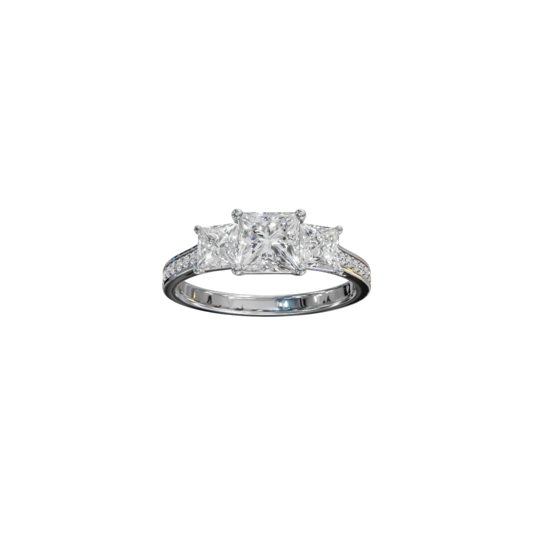 Trilogy Princess-Cut Diamond Pavé Ring 