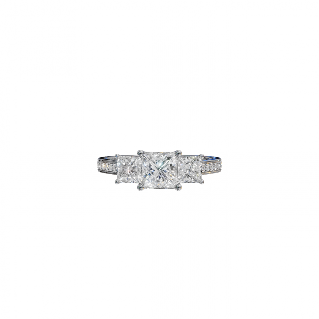 Trilogy Princess-Cut Diamond Pavé Ring 