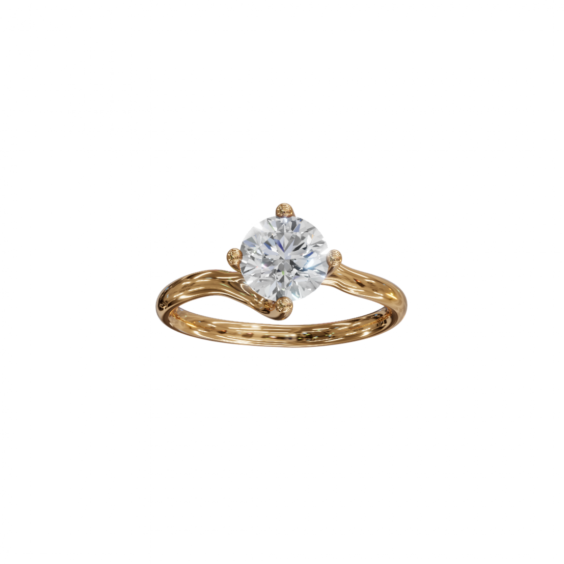 Brilliant Cut Round Diamond – Twisted Solitaire Engagement Ring