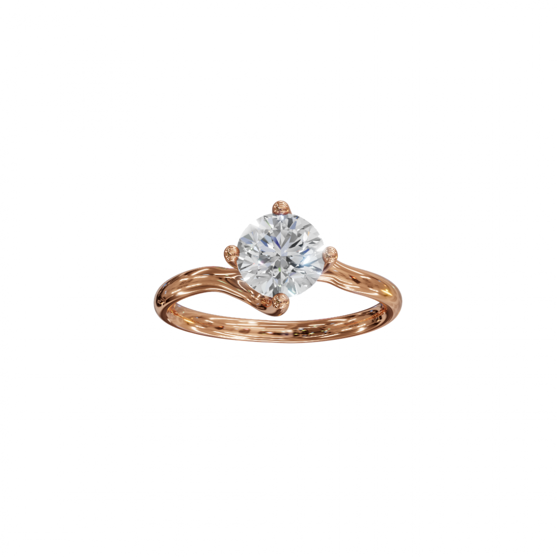 Brilliant Cut Round Diamond – Twisted Solitaire Engagement Ring