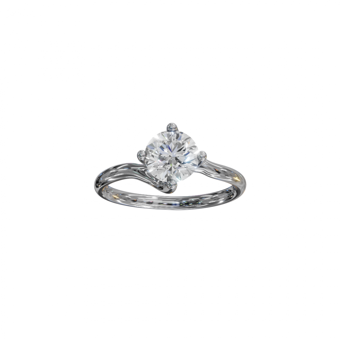 Brilliant Cut Round Diamond – Twisted Solitaire Engagement Ring