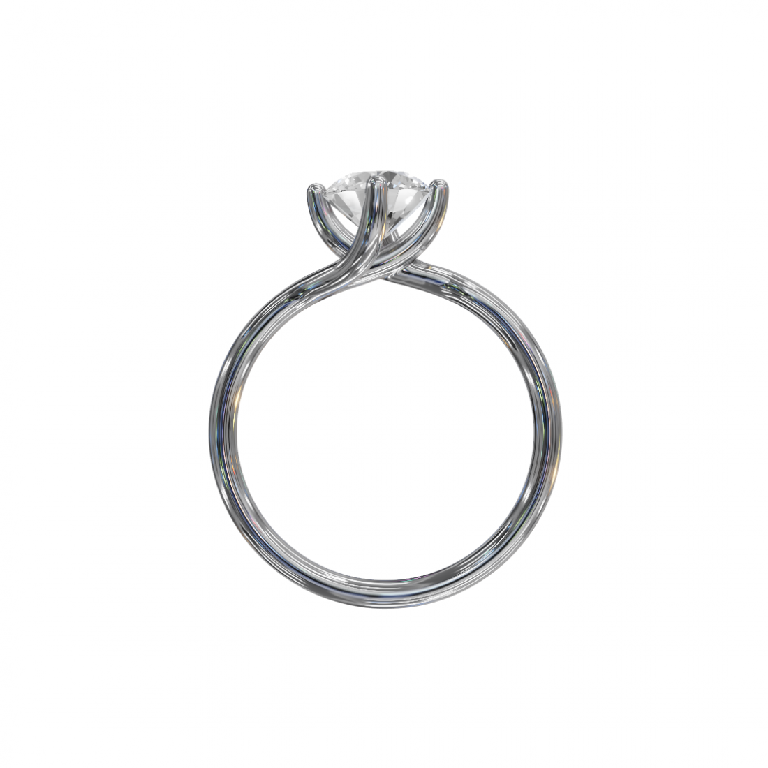 Brilliant Cut Round Diamond – Twisted Solitaire Engagement Ring