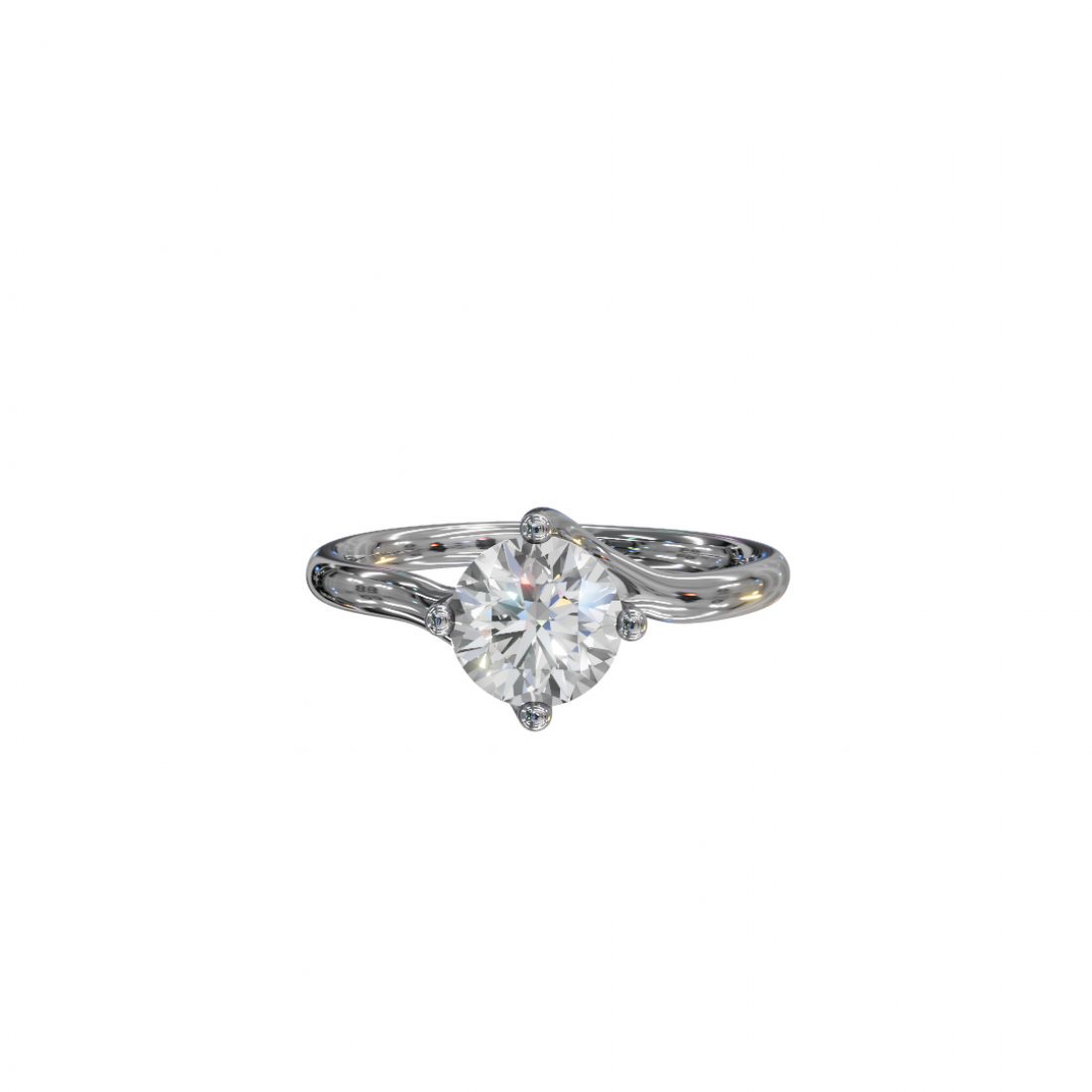 Brilliant Cut Round Diamond – Twisted Solitaire Engagement Ring