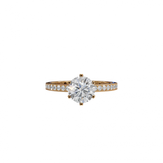 Classic Cut Diamond Ring with Pave Band 