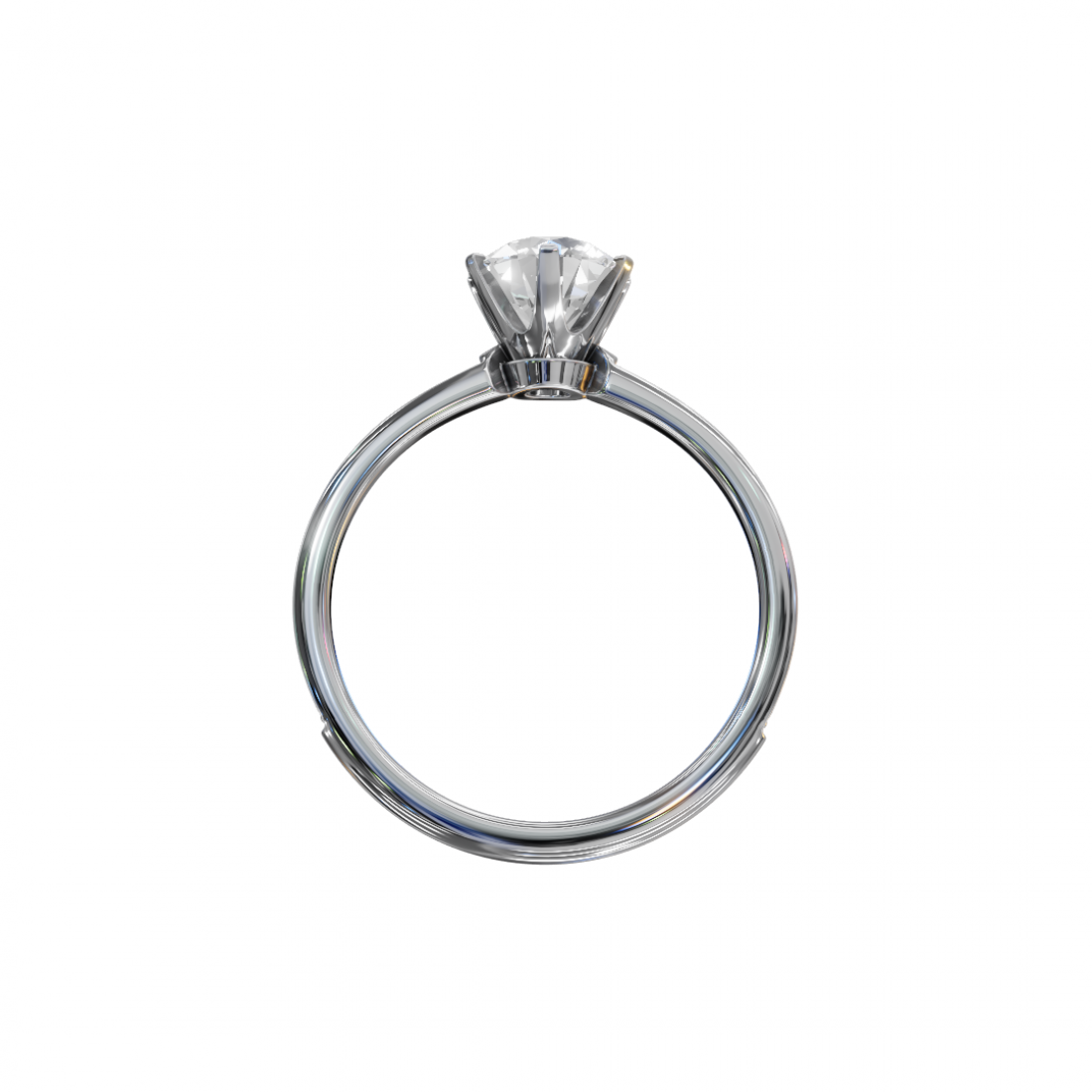 Classic Cut Diamond Ring with Pave Band 