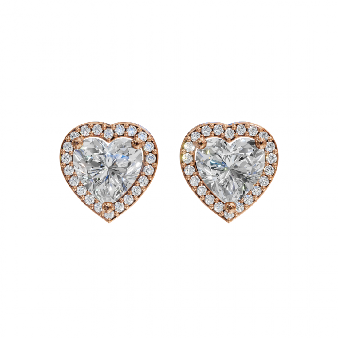 Heart-Shaped Diamond Halo Studs