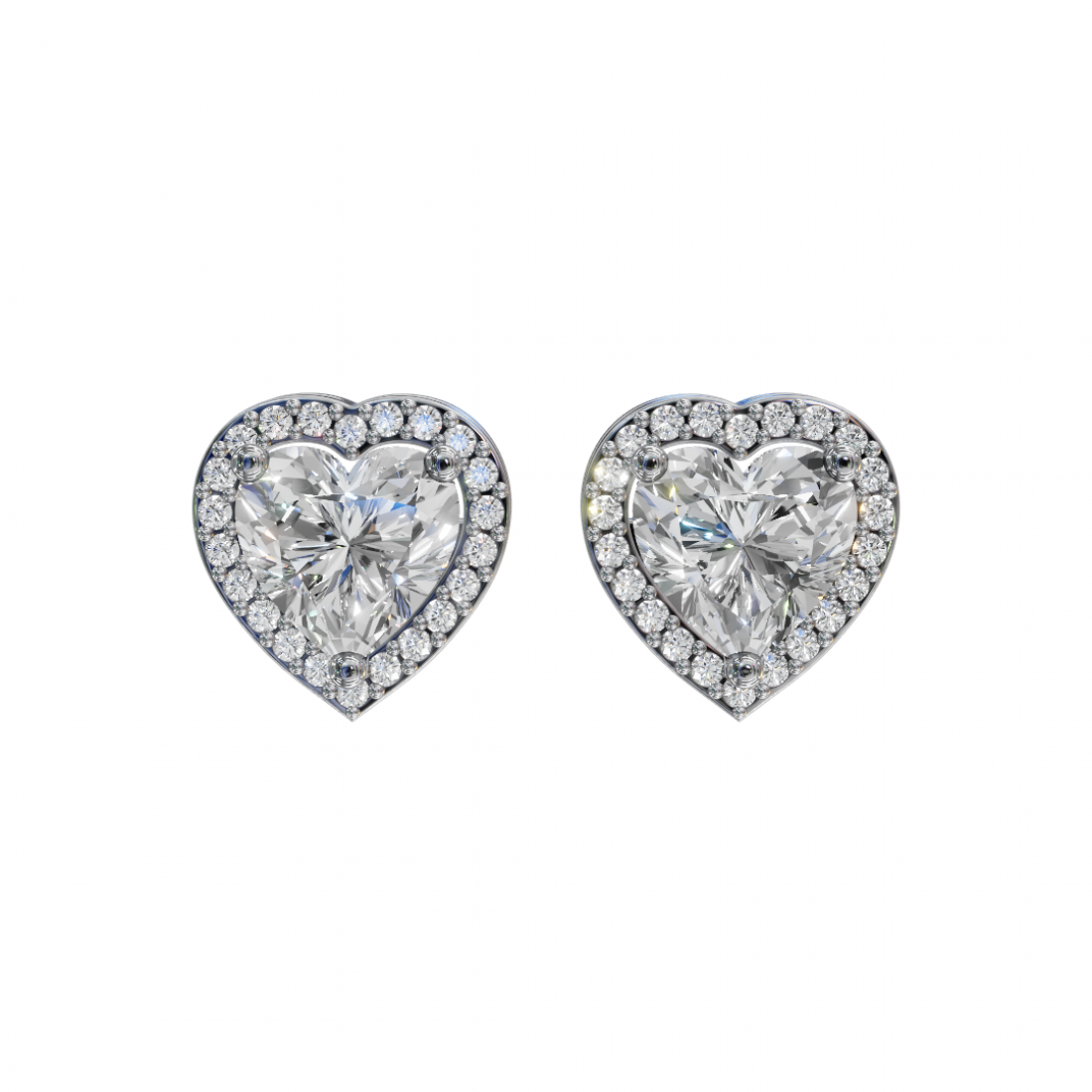 Heart-Shaped Diamond Halo Studs