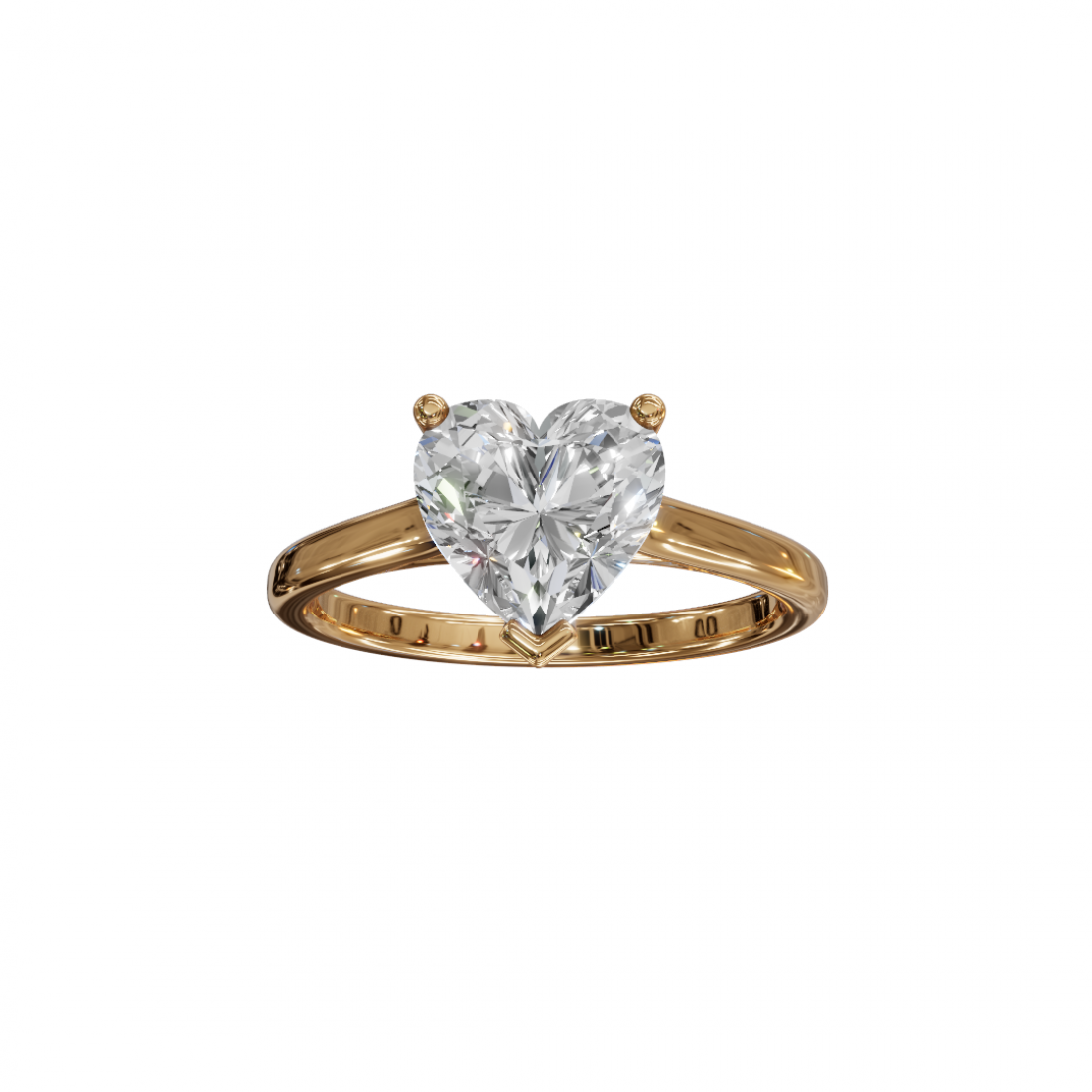 Heart-Shaped Diamond Solitaire Ring in Cathedral Setting 