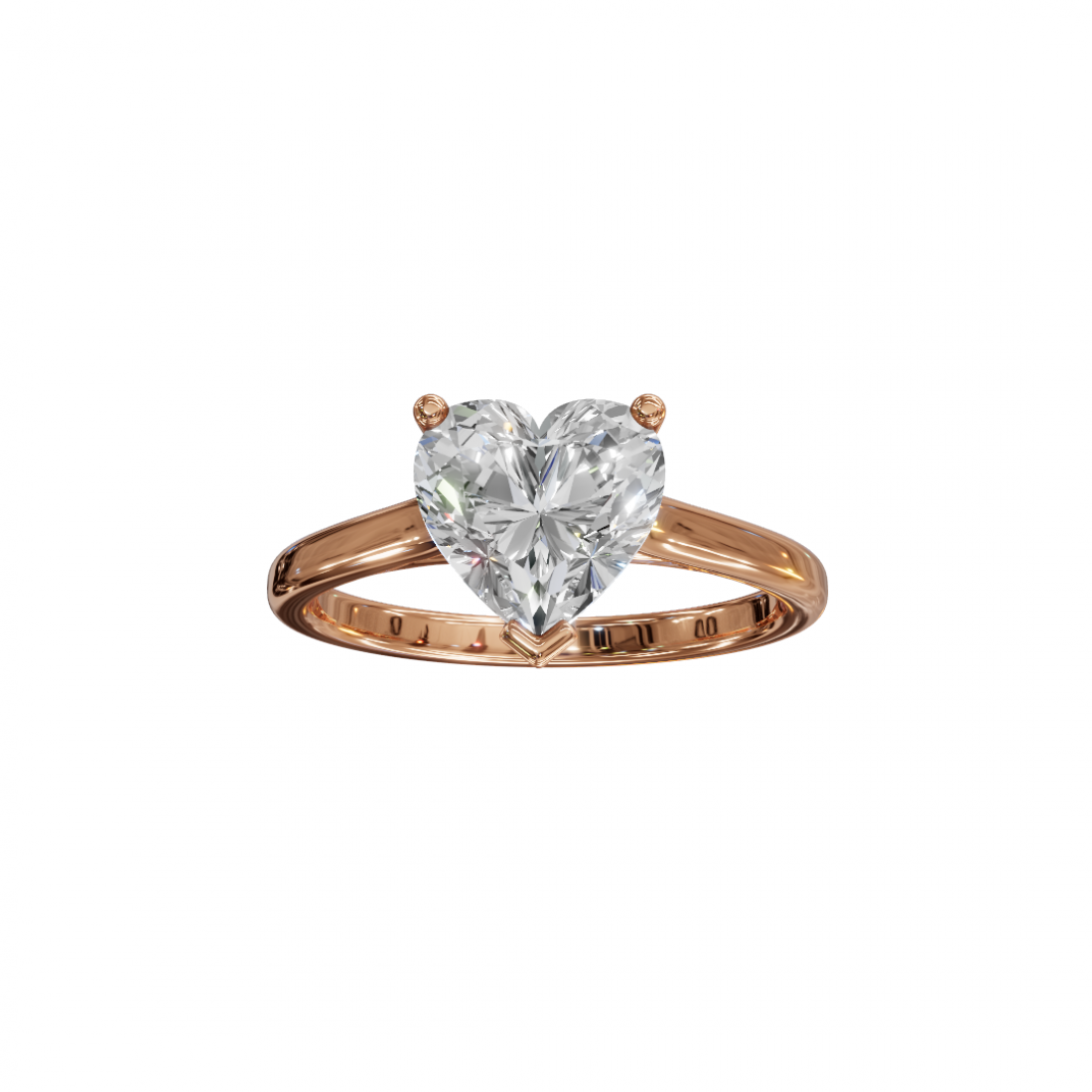 Heart-Shaped Diamond Solitaire Ring in Cathedral Setting 