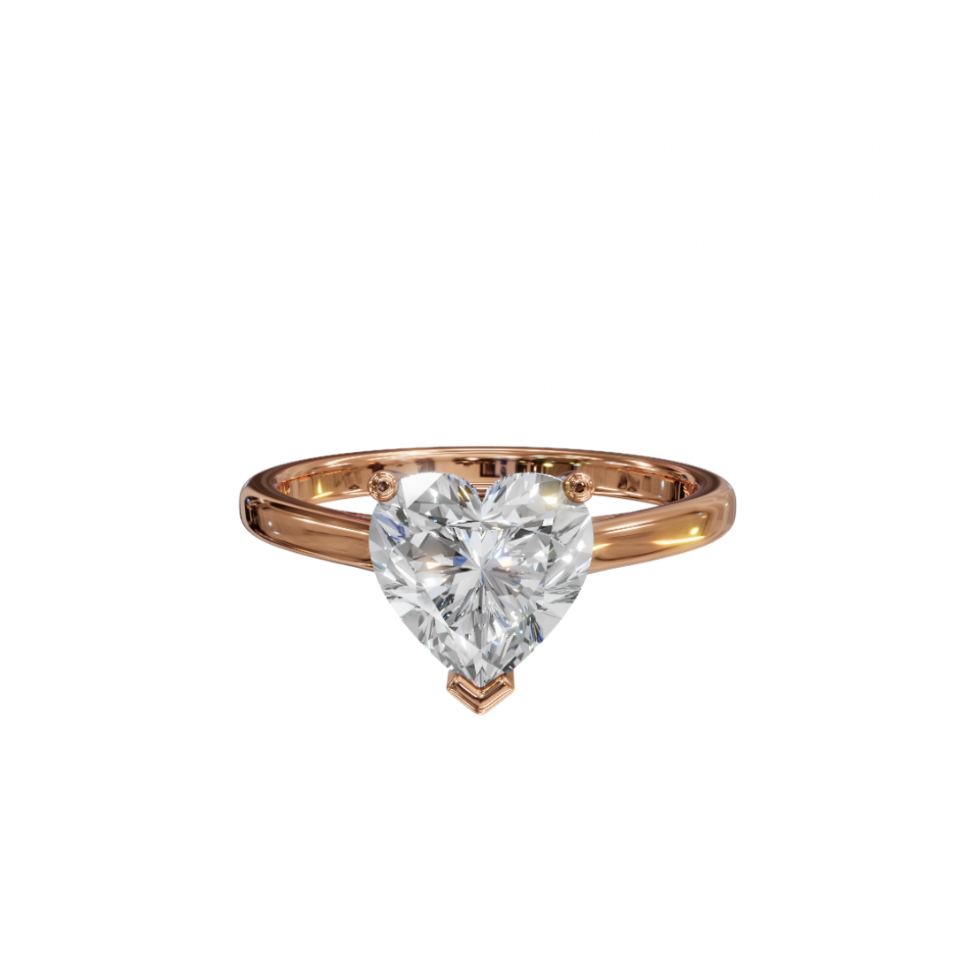 Heart-Shaped Diamond Solitaire Ring in Cathedral Setting 