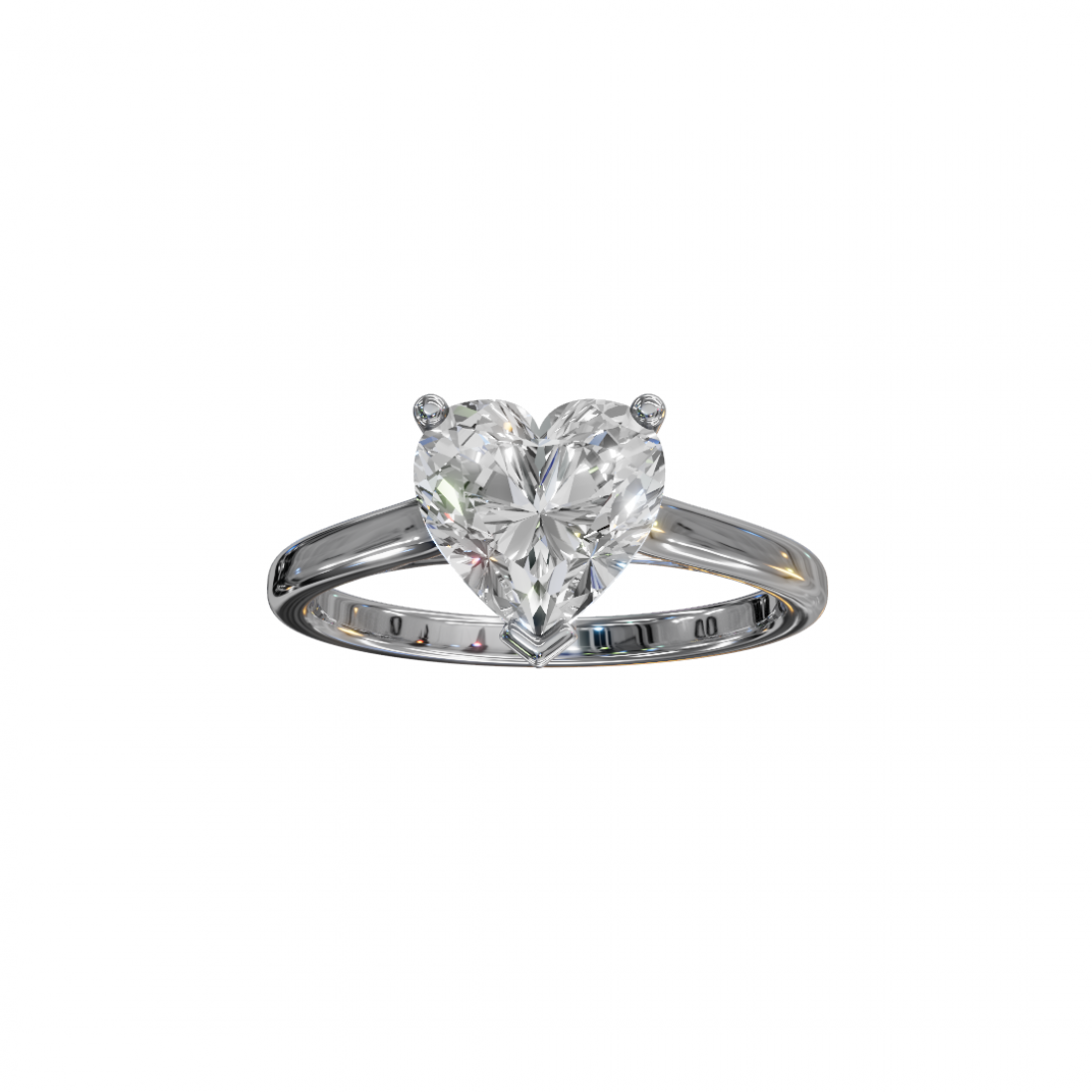 Heart-Shaped Diamond Solitaire Ring in Cathedral Setting 