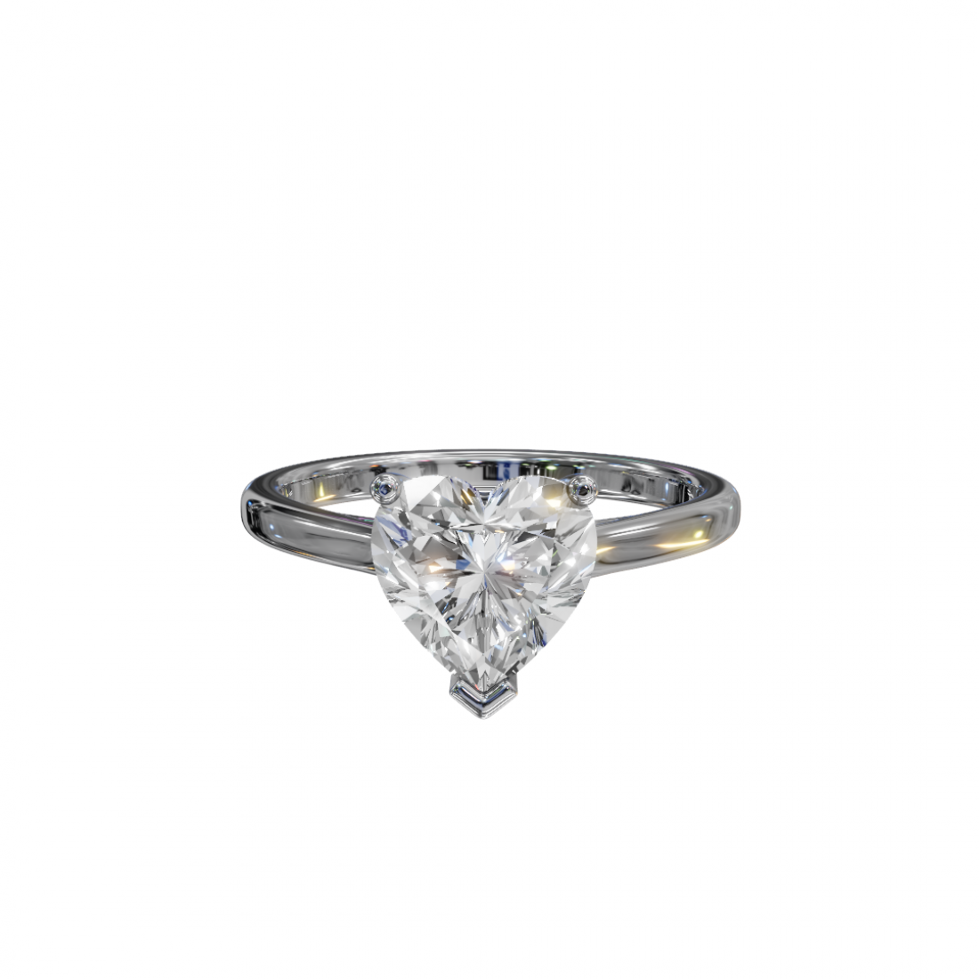 Heart-Shaped Diamond Solitaire Ring in Cathedral Setting 