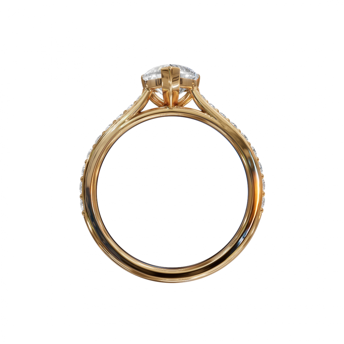 Heart-Shaped Diamond Ring with Pavé Band
