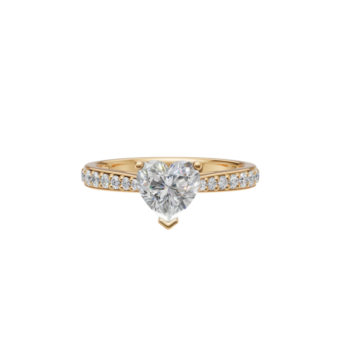 Heart-Shaped Diamond Ring with Pavé Band