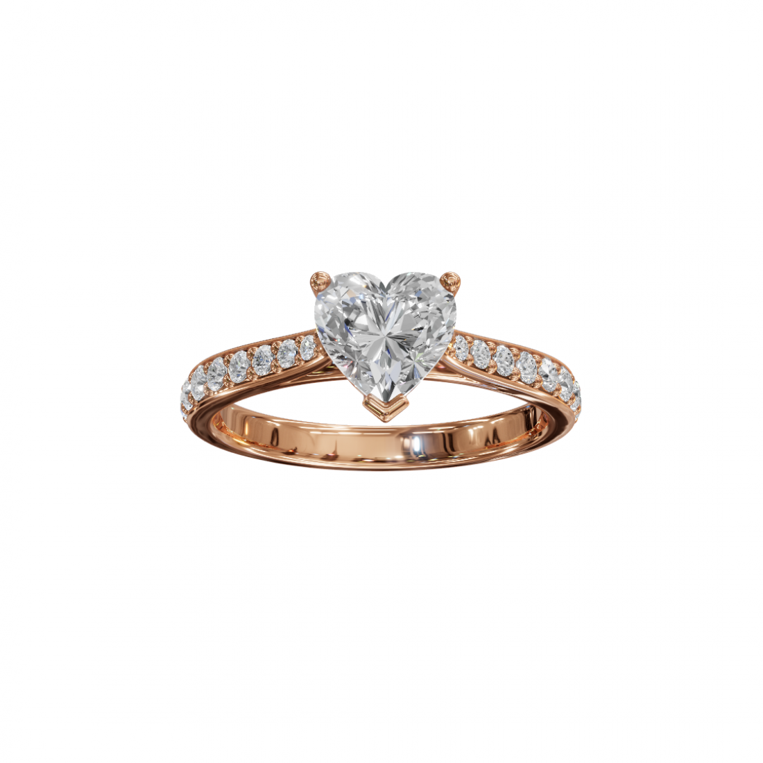 Heart-Shaped Diamond Ring with Pavé Band