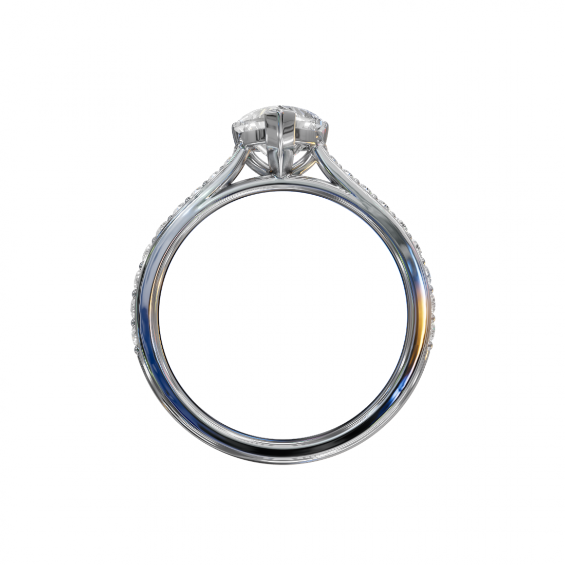 Heart-Shaped Diamond Ring with Pavé Band