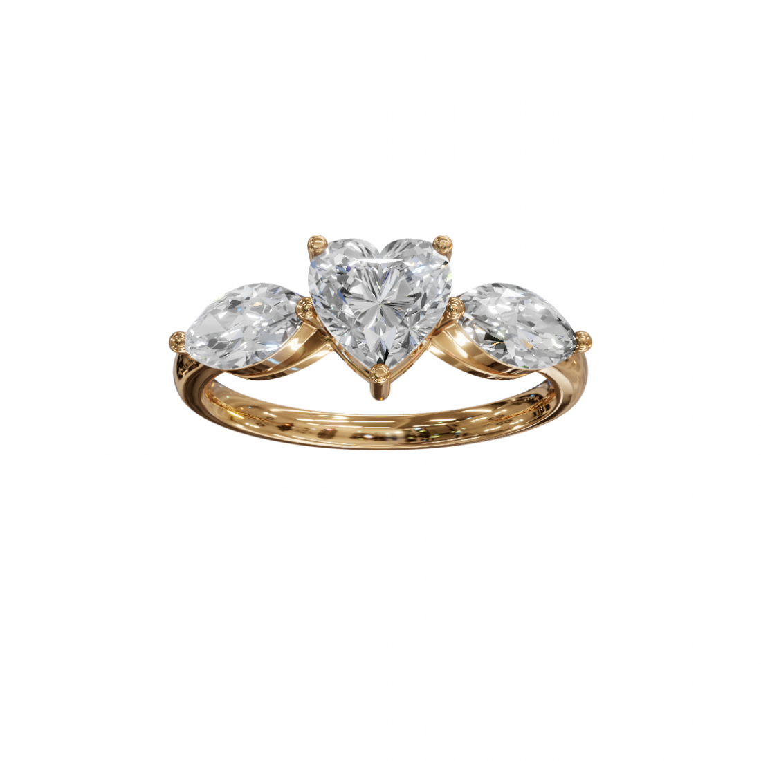 Trilogy Heart and Marquise Diamond Ring 
