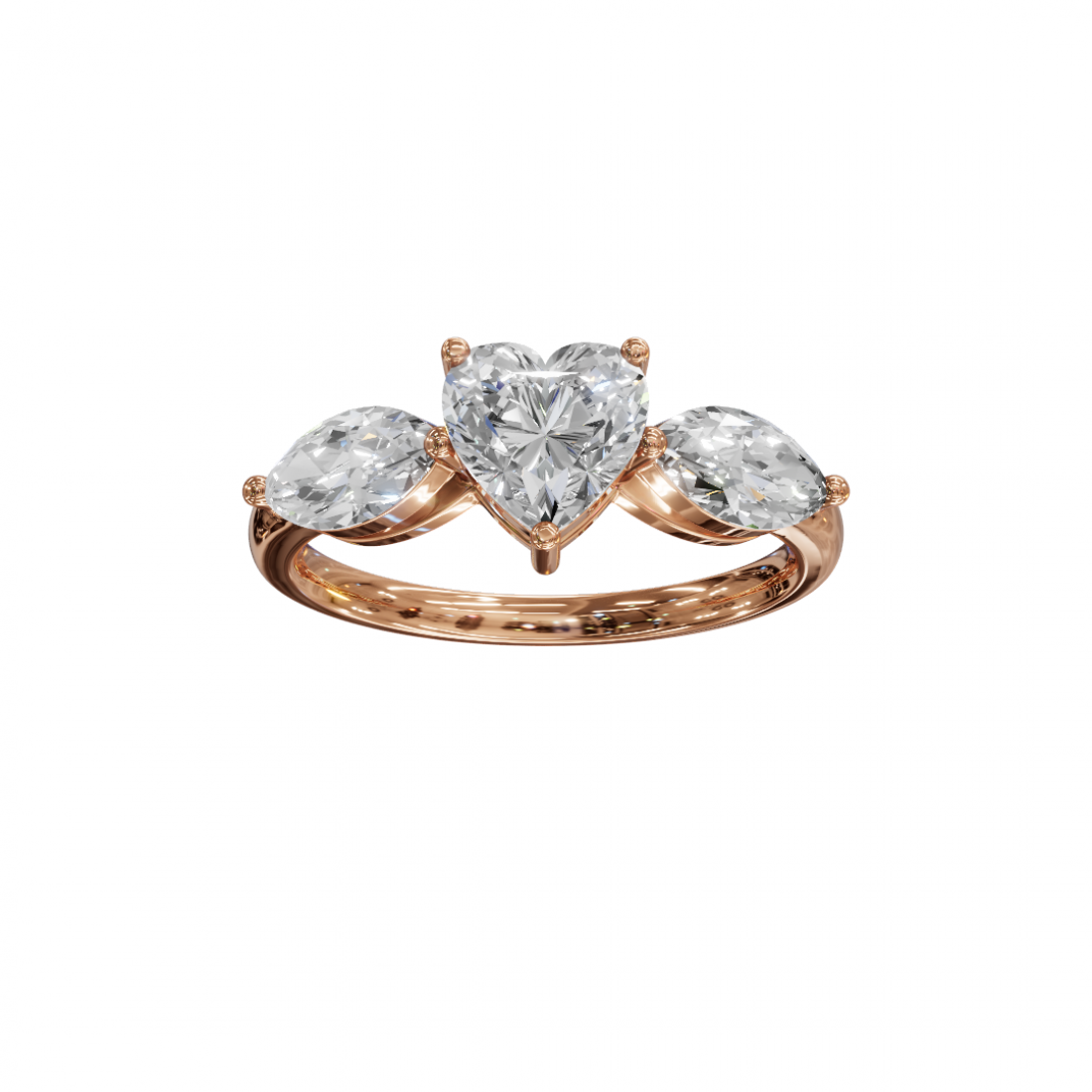 Trilogy Heart and Marquise Diamond Ring 