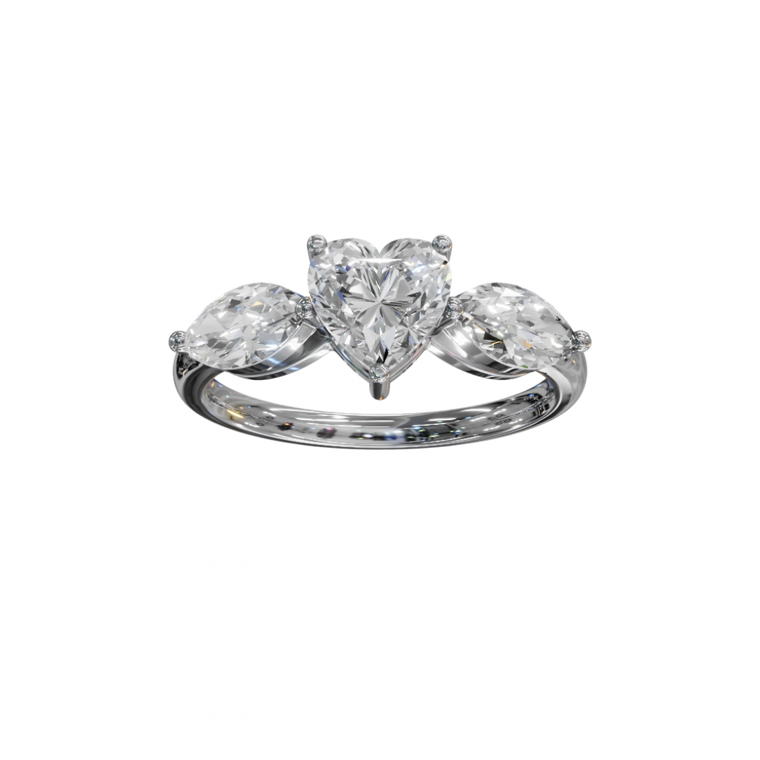 Trilogy Heart and Marquise Diamond Ring 