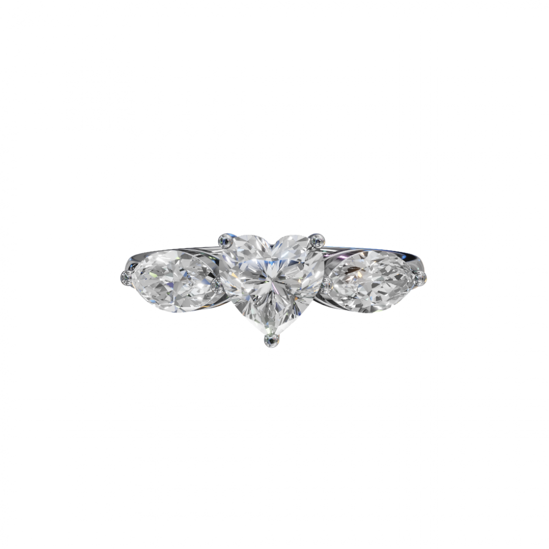 Trilogy Heart and Marquise Diamond Ring 