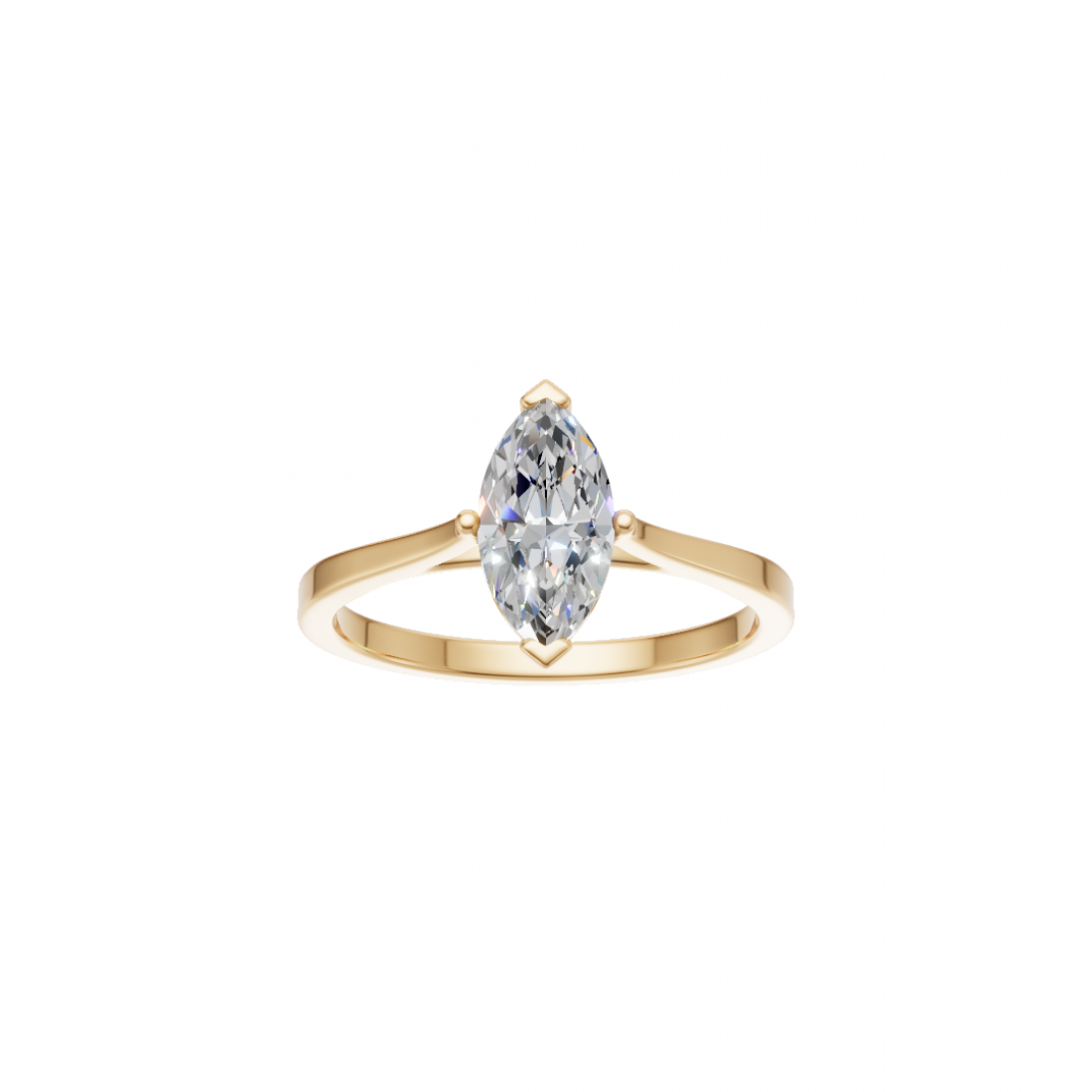 Marquise-Cut Diamond Solitaire Ring in Cathedral Setting 