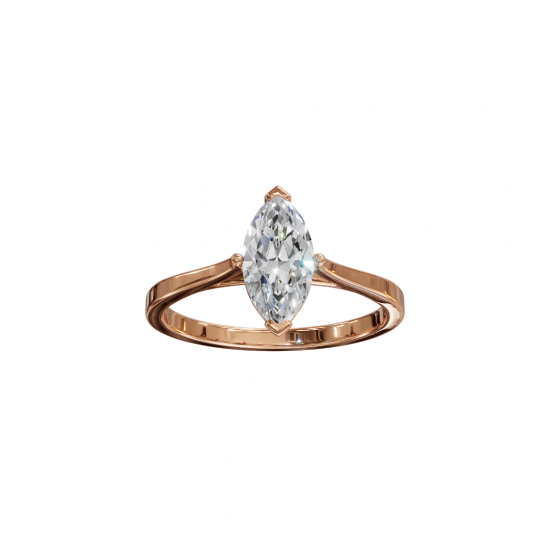 Marquise-Cut Diamond Solitaire Ring in Cathedral Setting 