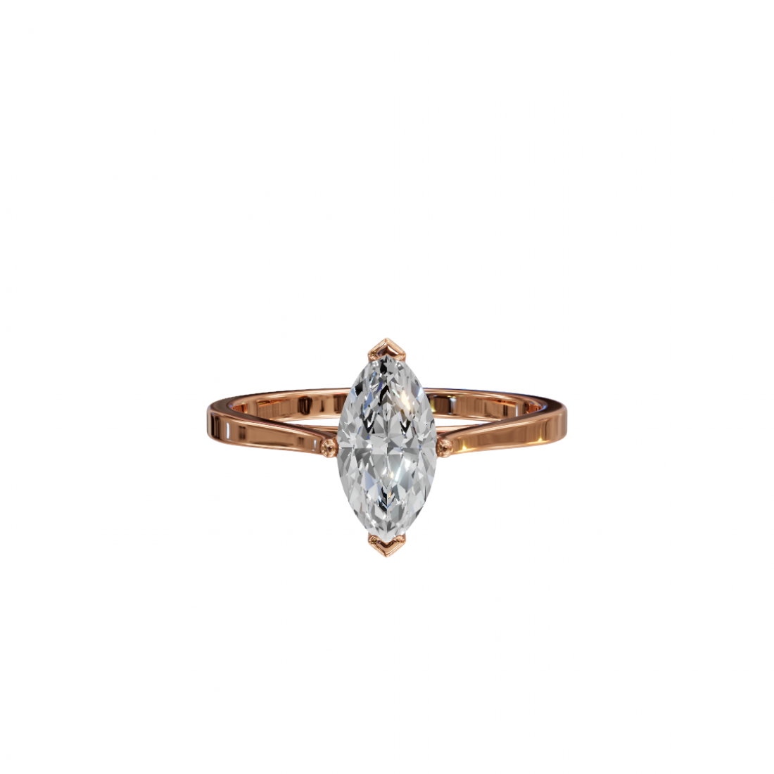 Marquise-Cut Diamond Solitaire Ring in Cathedral Setting 