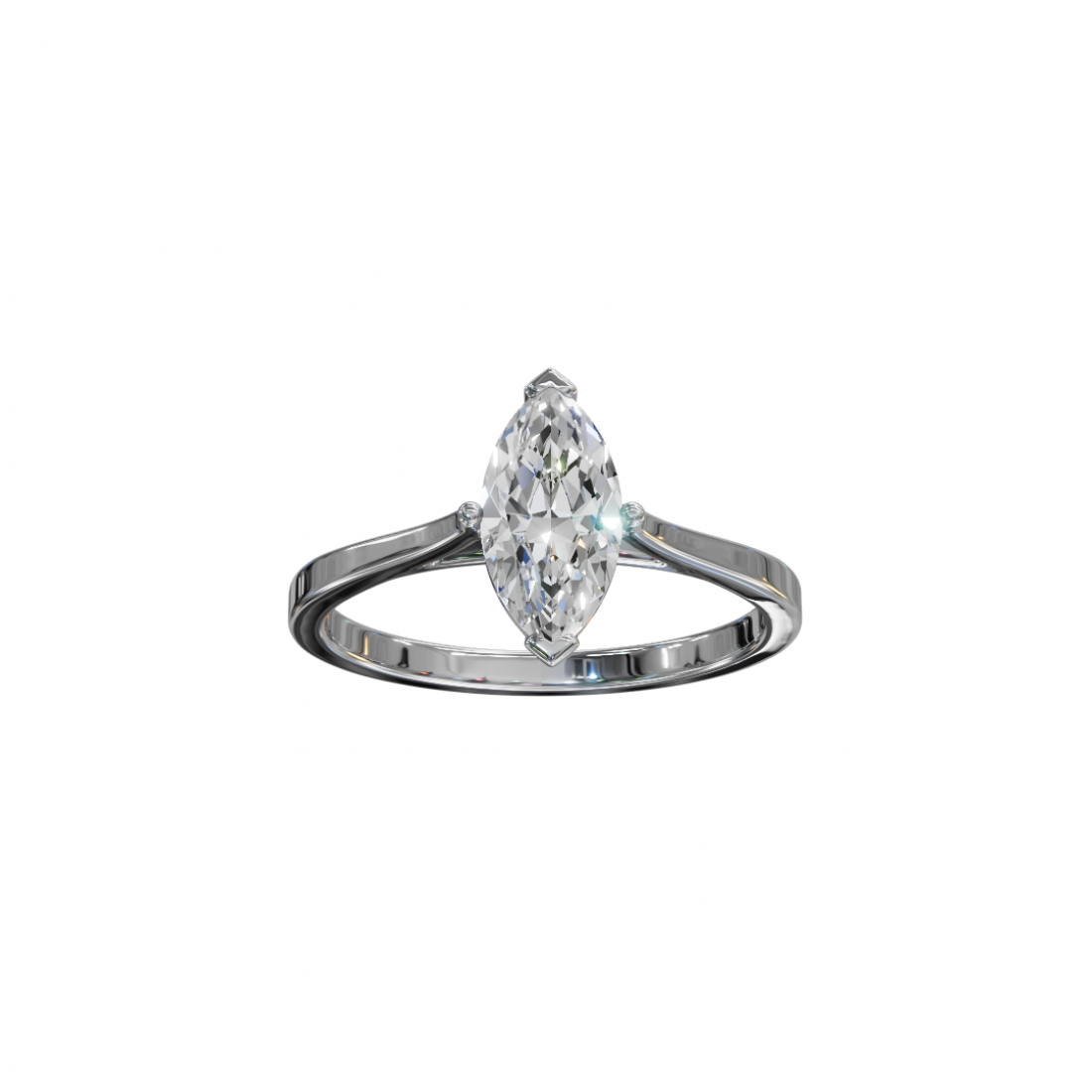 Marquise-Cut Diamond Solitaire Ring in Cathedral Setting 