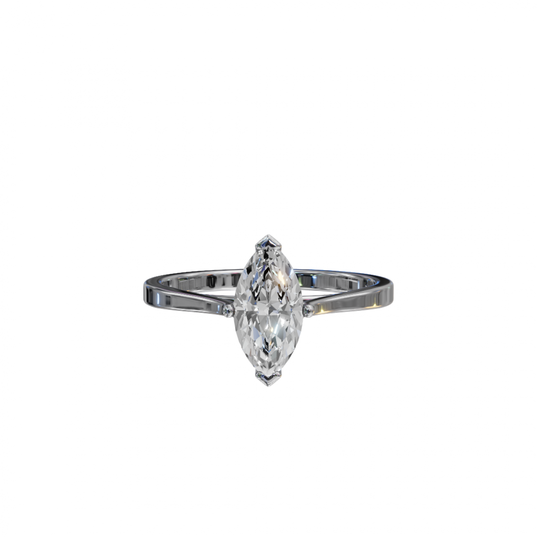 Marquise-Cut Diamond Solitaire Ring in Cathedral Setting 