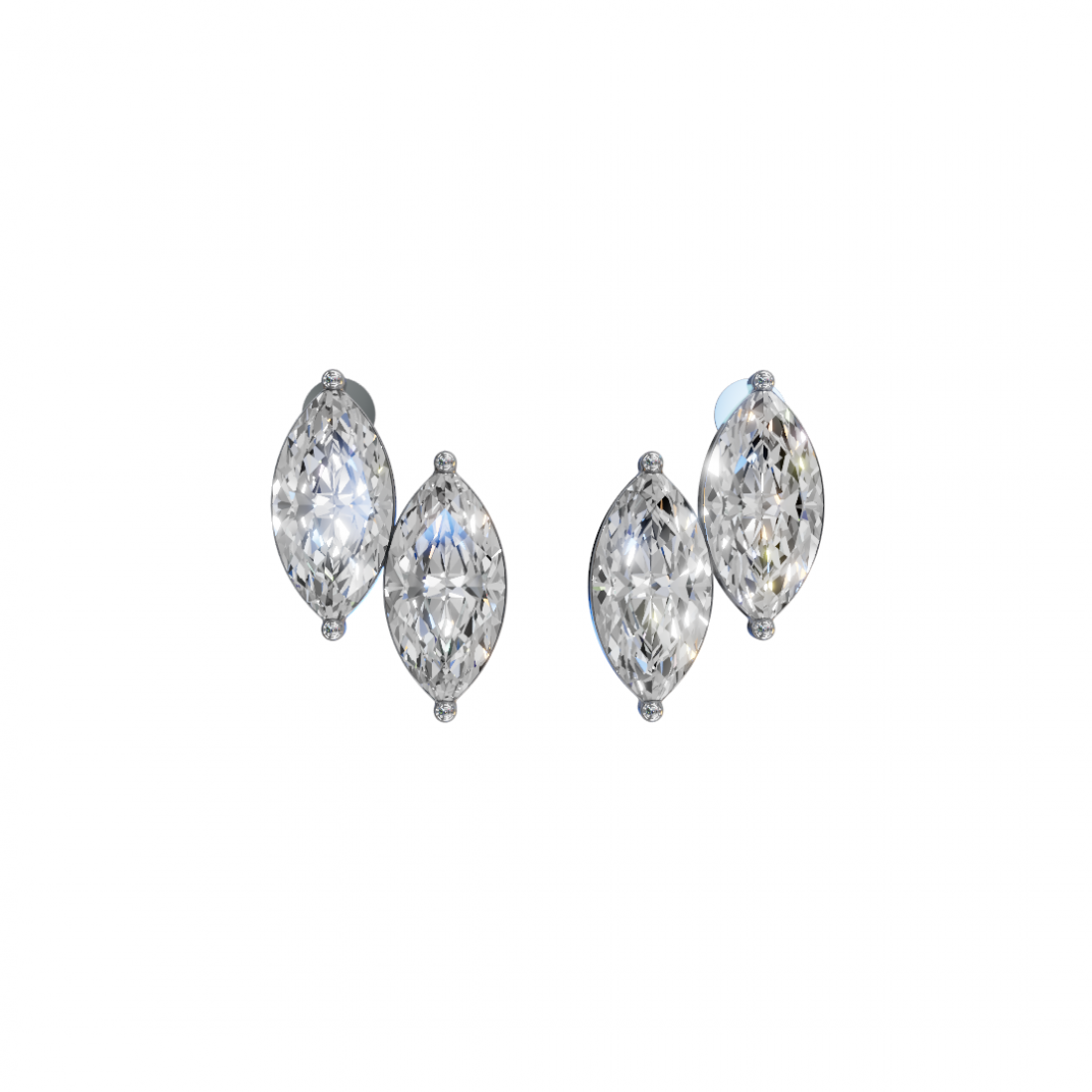 Double Marquise Diamond Stud Earrings