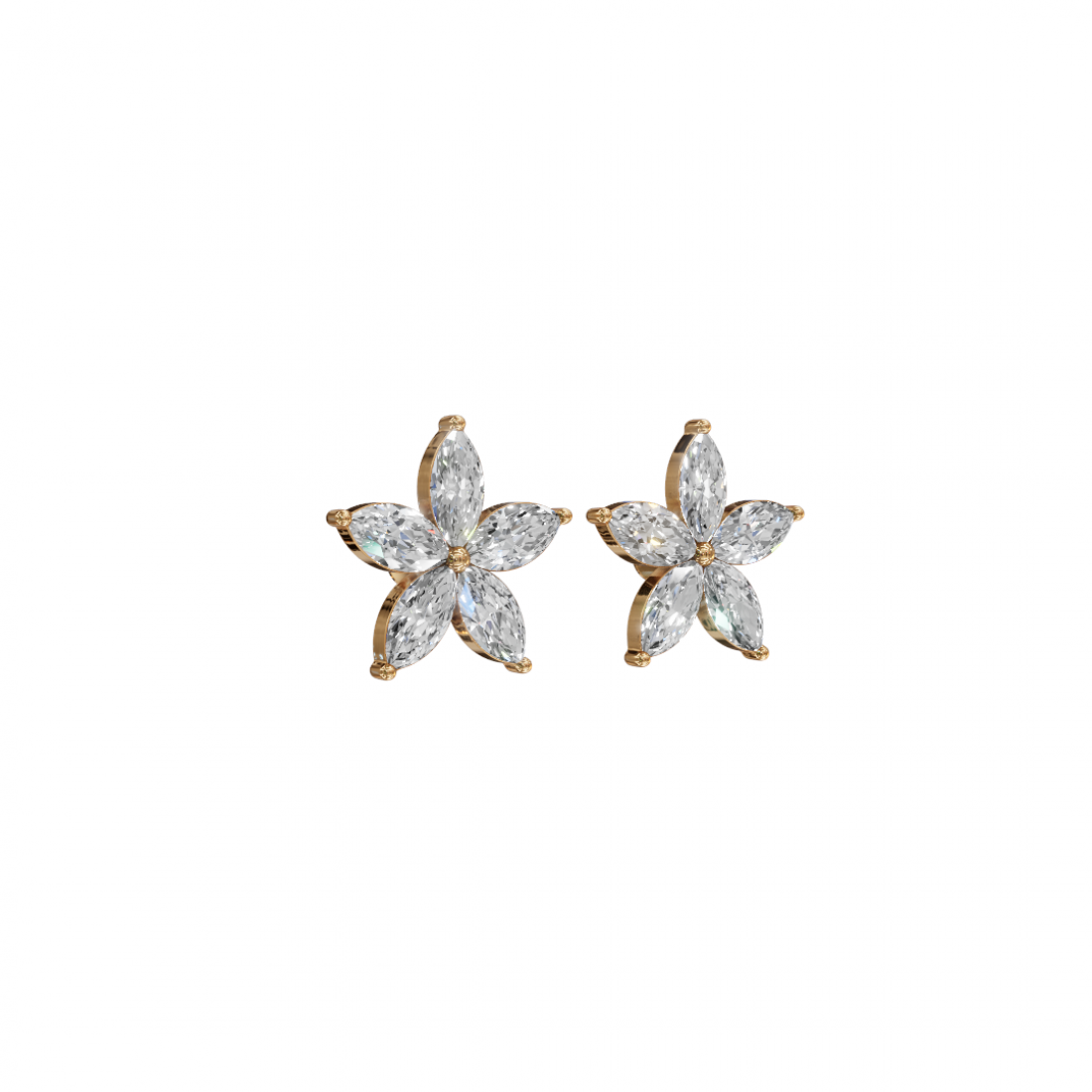 Floral Marquise Diamond Stud Earrings