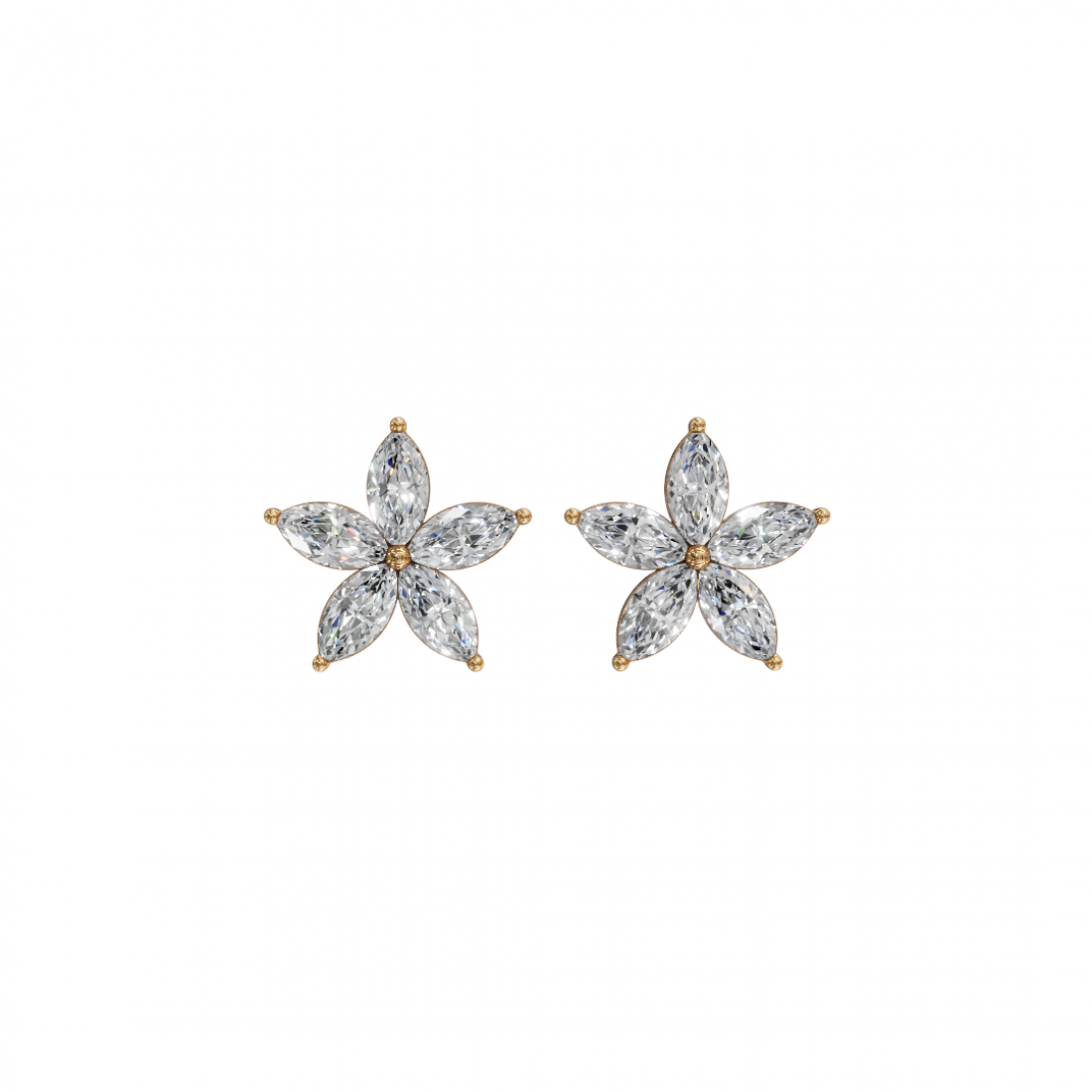 Floral Marquise Diamond Stud Earrings