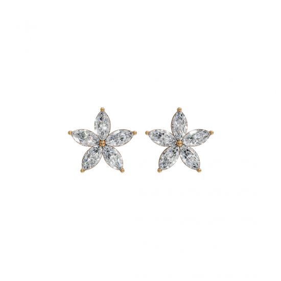 Floral Marquise Diamond Stud Earrings