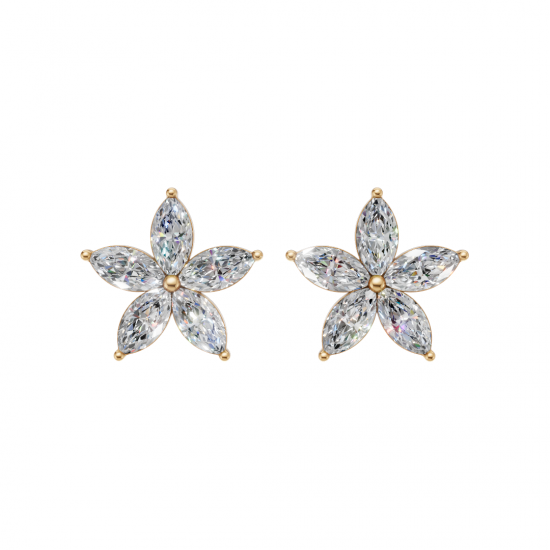 Floral Marquise Diamond Stud Earrings