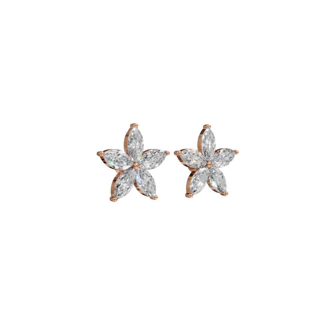 Floral Marquise Diamond Stud Earrings