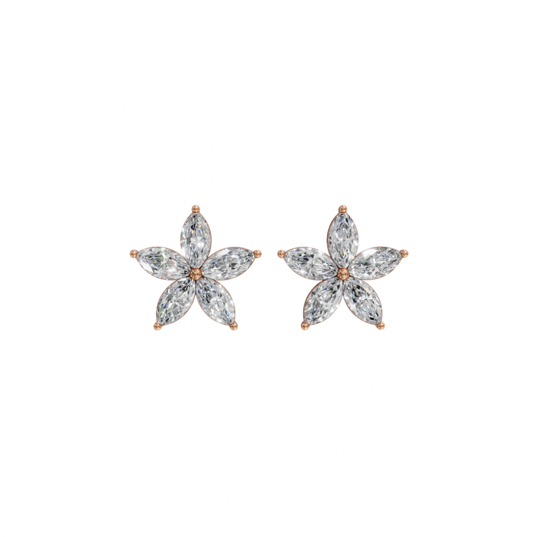 Floral Marquise Diamond Stud Earrings