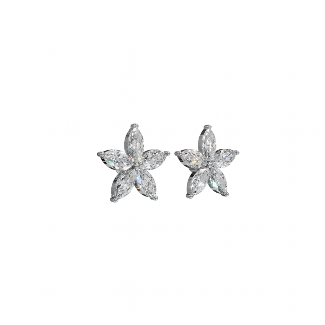 Floral Marquise Diamond Stud Earrings