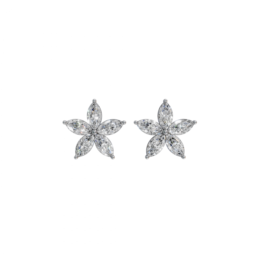 Floral Marquise Diamond Stud Earrings