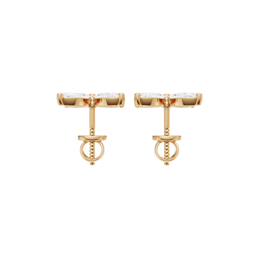 Floral Marquise 4 Petals Diamond Stud Earrings