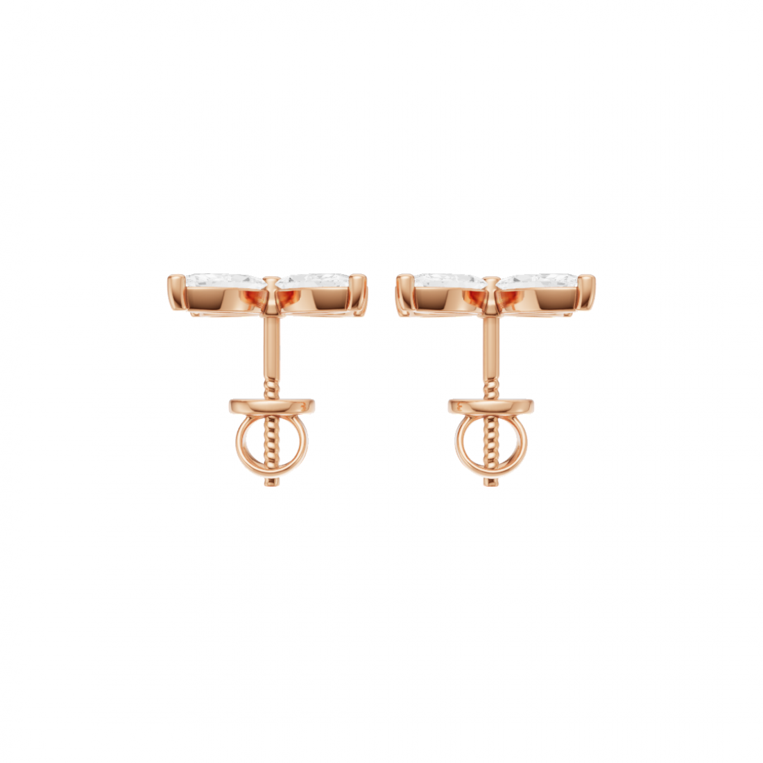 Floral Marquise 4 Petals Diamond Stud Earrings