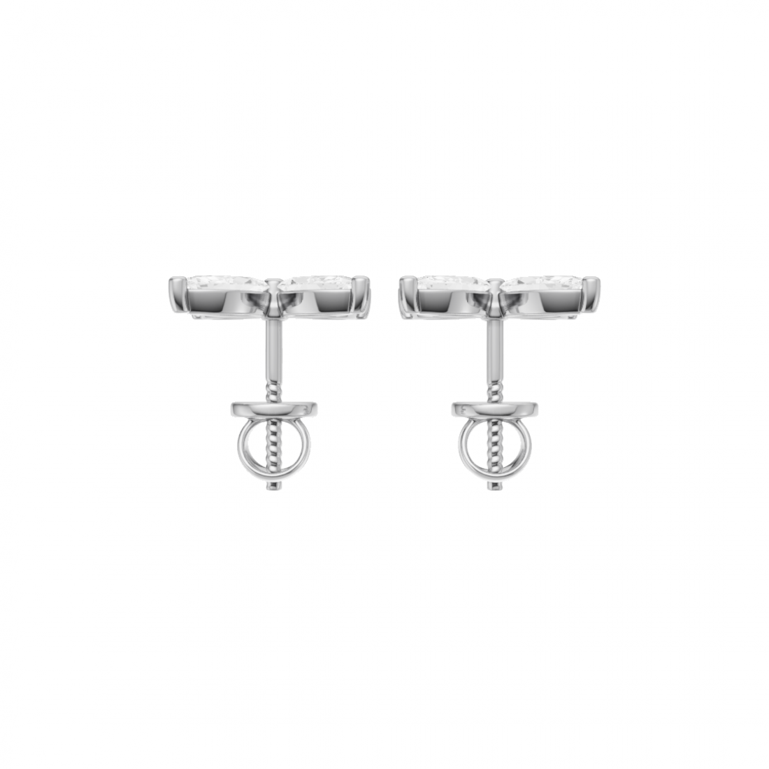 Floral Marquise 4 Petals Diamond Stud Earrings