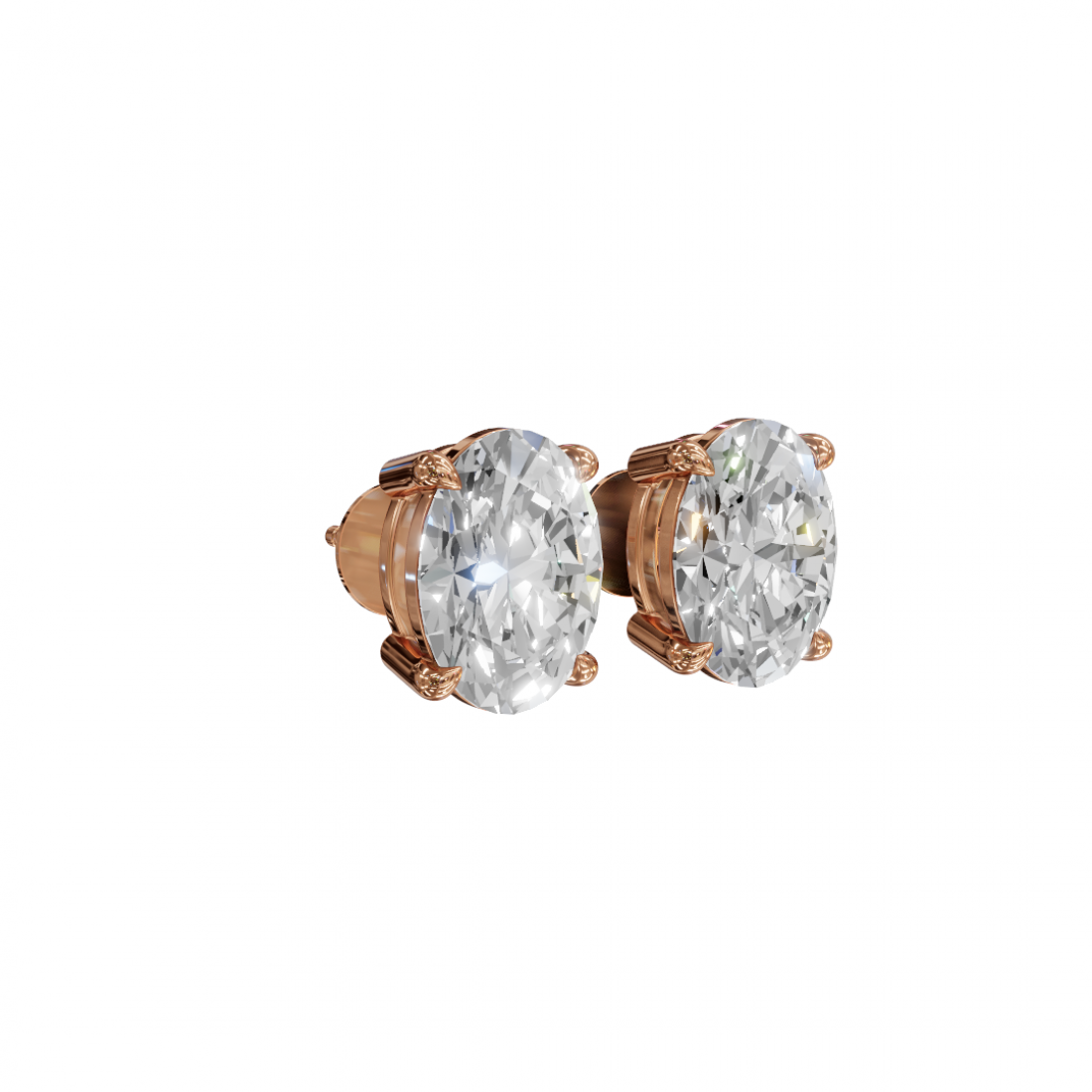 Oval-Cut Diamond Stud Earrings