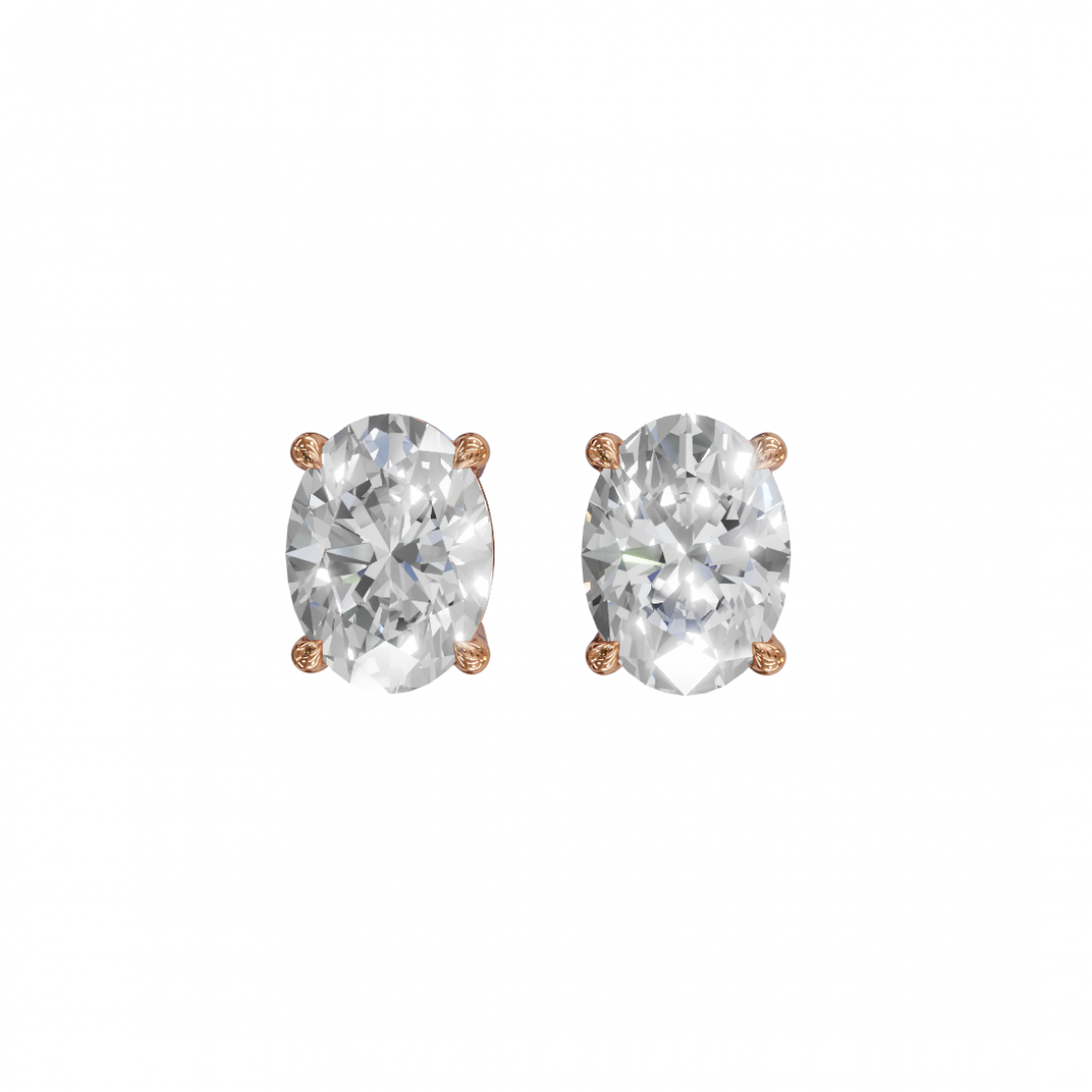 Oval-Cut Diamond Stud Earrings